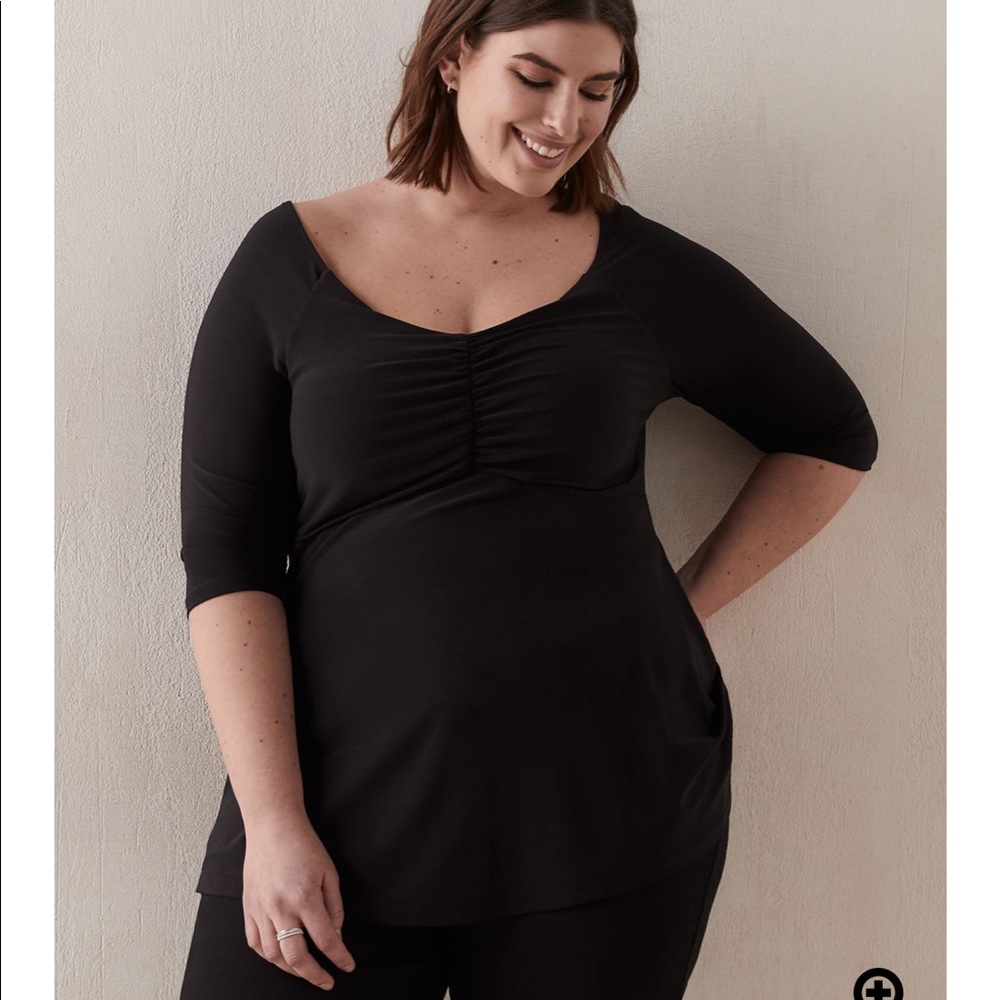 Addition Elle Black Off-Shoulder Tunic Peplum Top